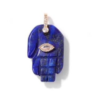 Lapis Lazuli Hand Hamsa Stone Pendant Charm